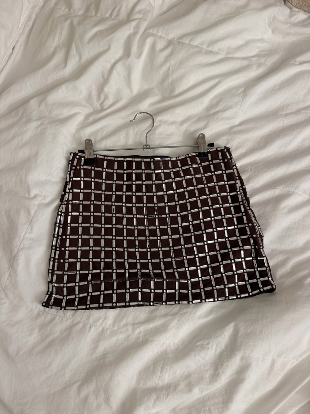 Zara Stones Grid Mini Skirt